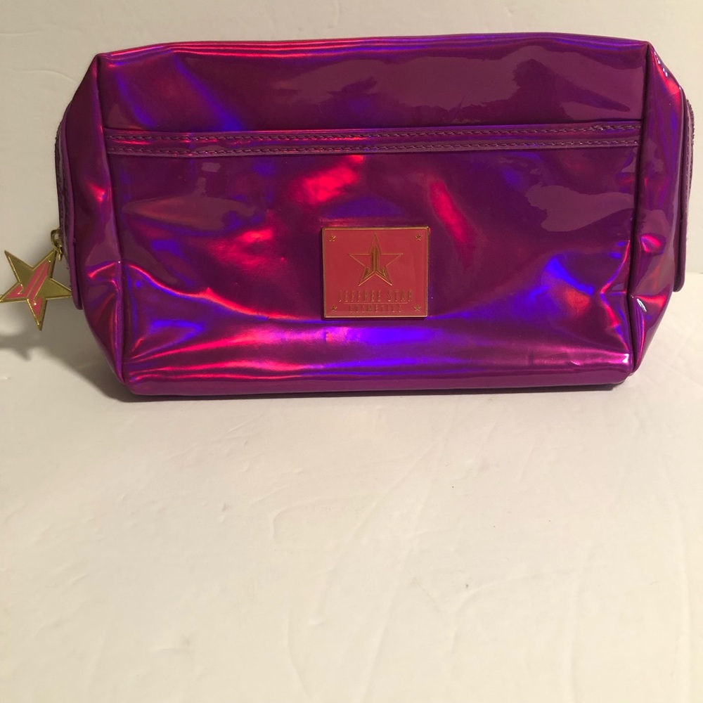 Jeffree Star Purple Holographic Makeup Bag Charm Gold Zipper